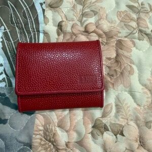 Dior Red Pebbled Leather Compact Wallet